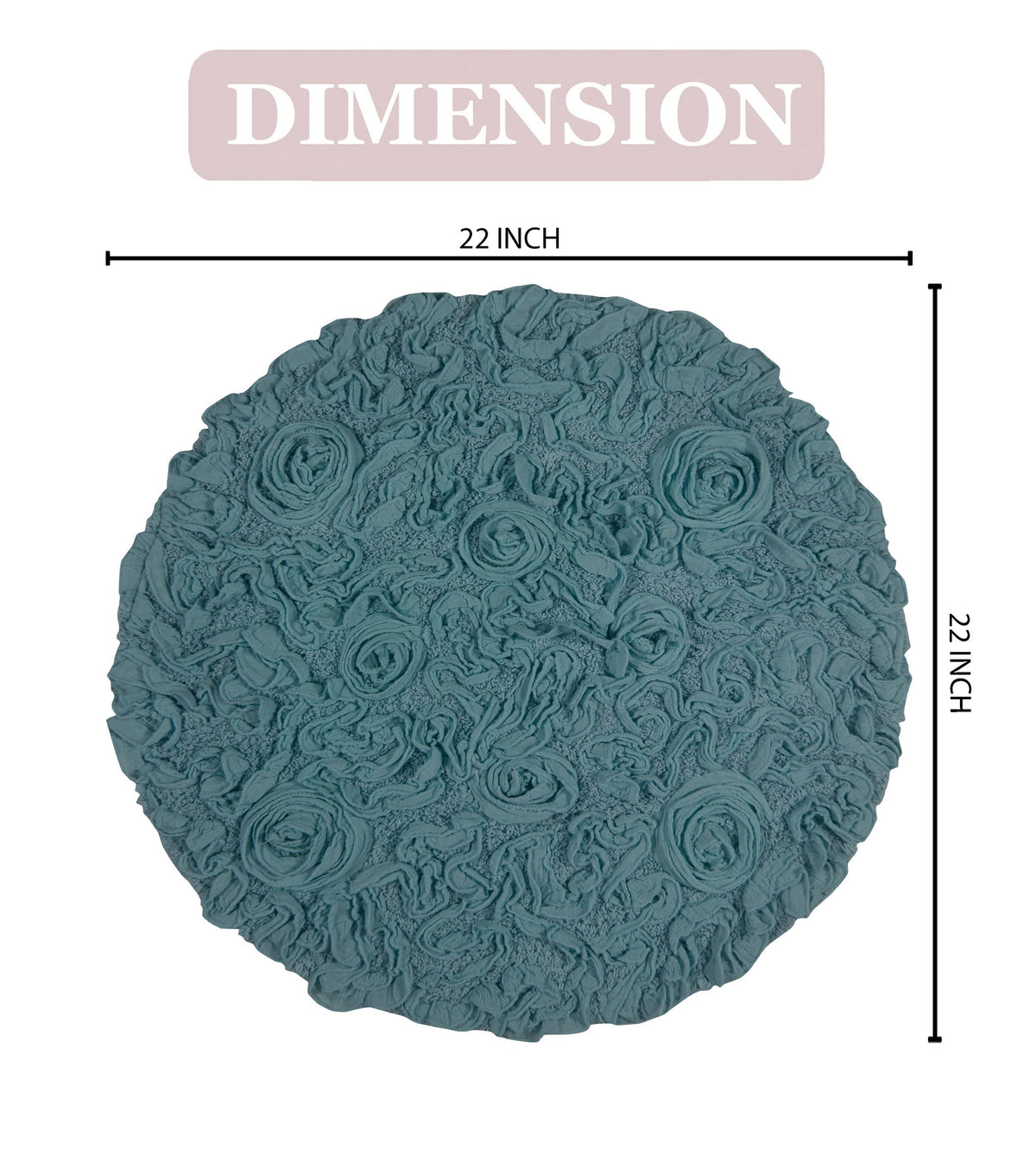 Blue 22" Round Cotton Bathroom Rug P383360