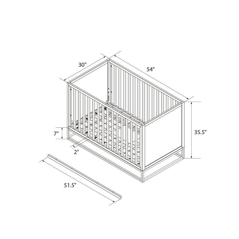 3 in 1 Convertible Wood Crib in White and Gold D392158