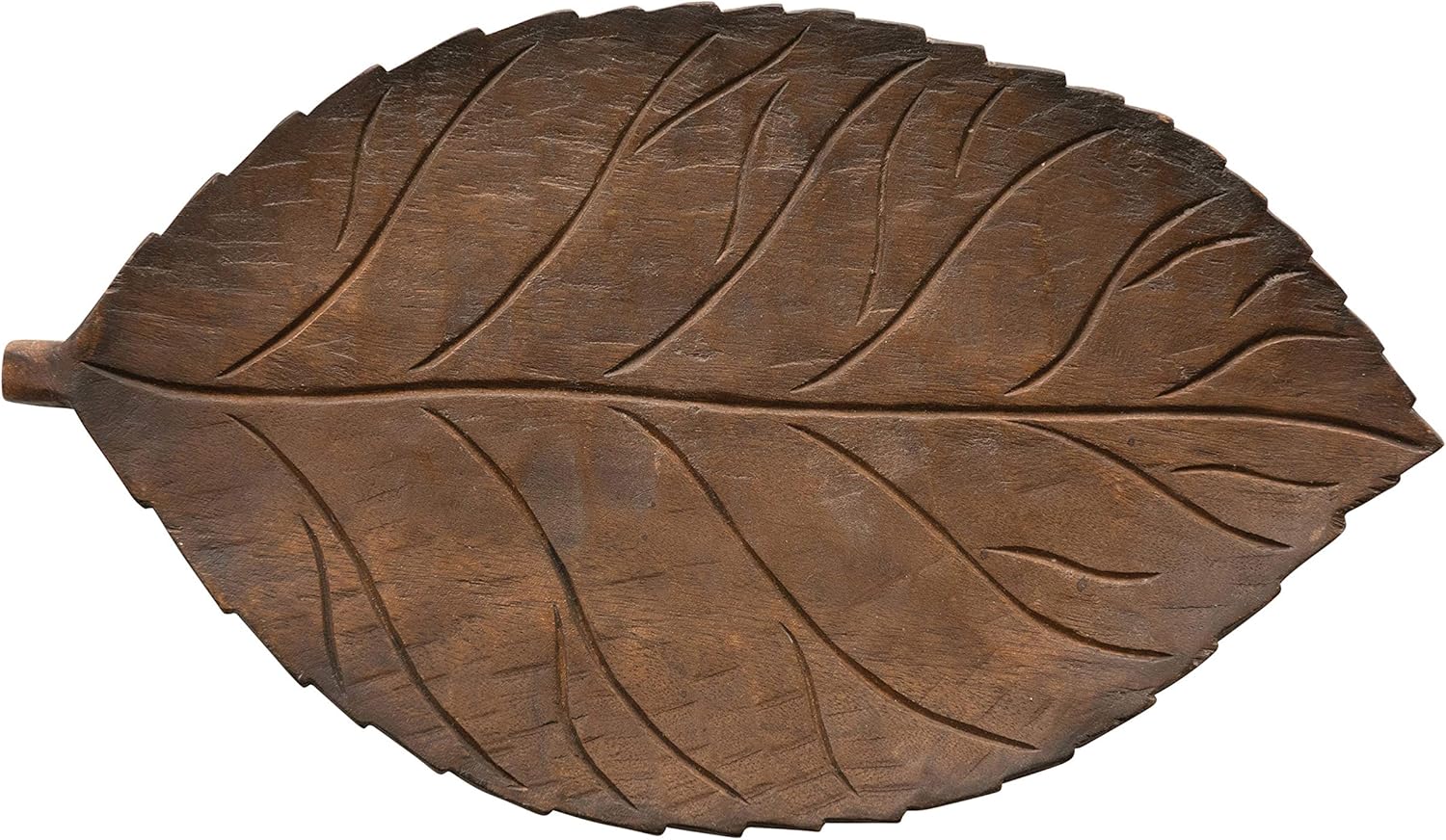 Hand-Carved Mango Wood Leaf Tray, Brown Pack of 2 K41370