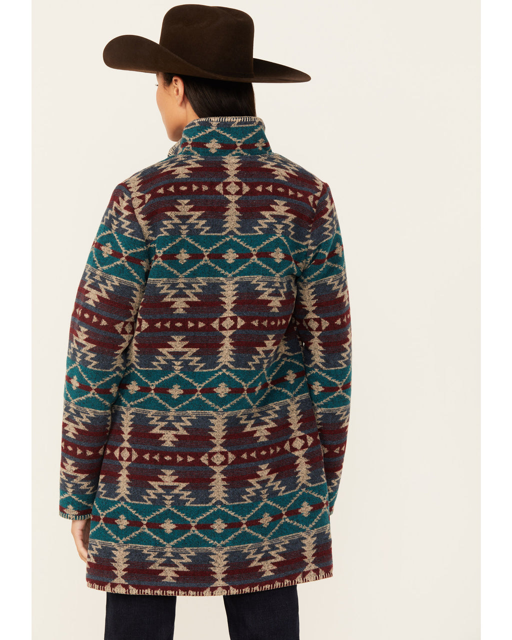 Burgundy Southwestern Print Jacket A532517