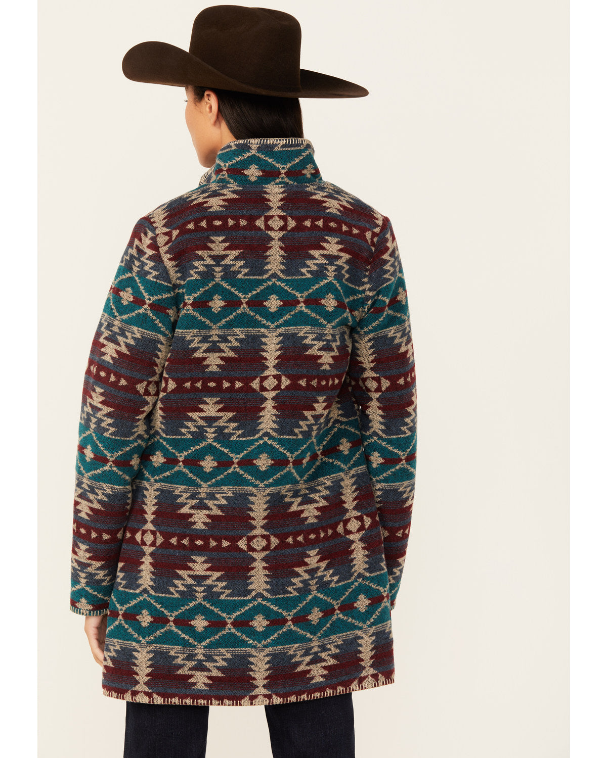 Burgundy Southwestern Print Jacket A532517