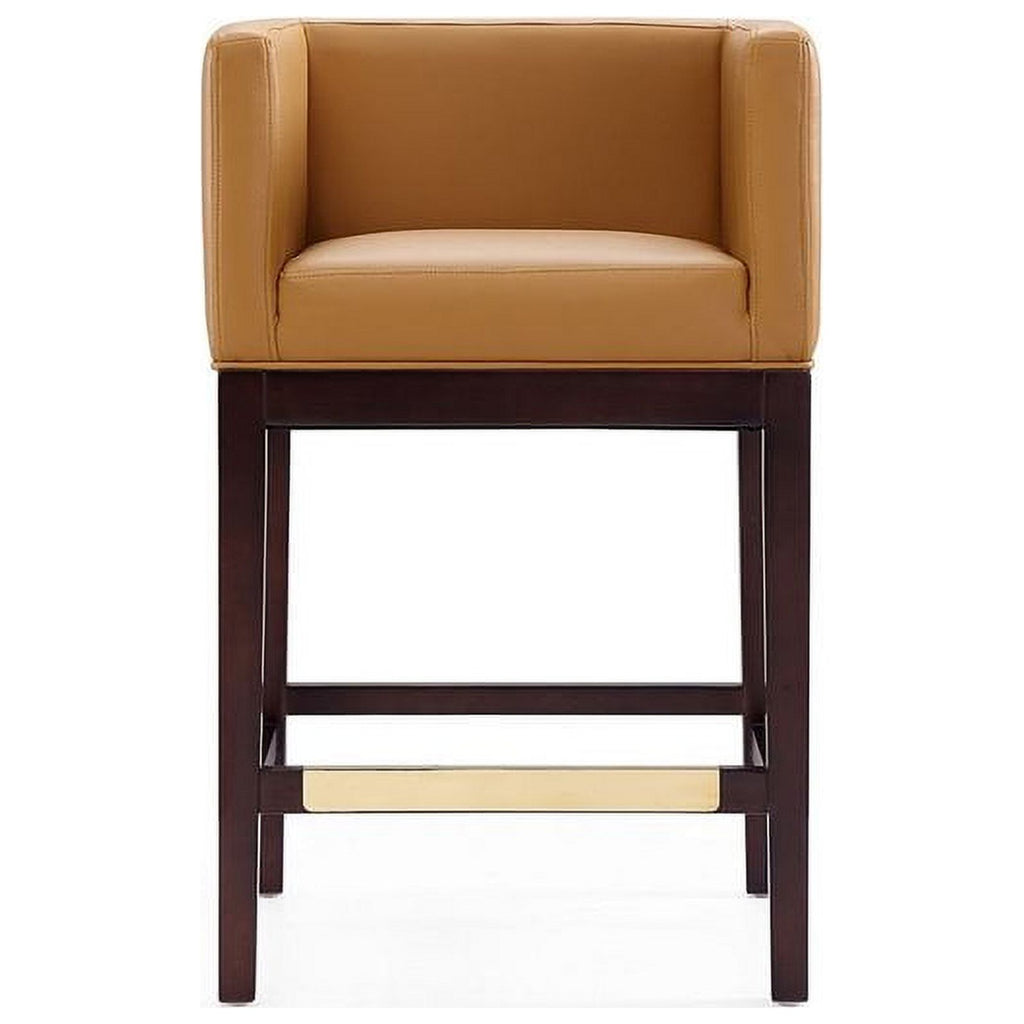 Camel and Dark Walnut Beech Wood Counter Height Bar Stool X273629