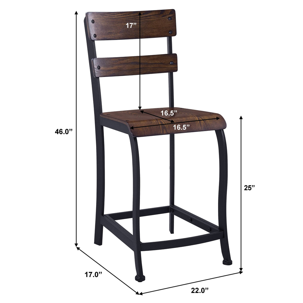 Brown Wood and Grey Metal Gathering Stools Set of 4 L896376