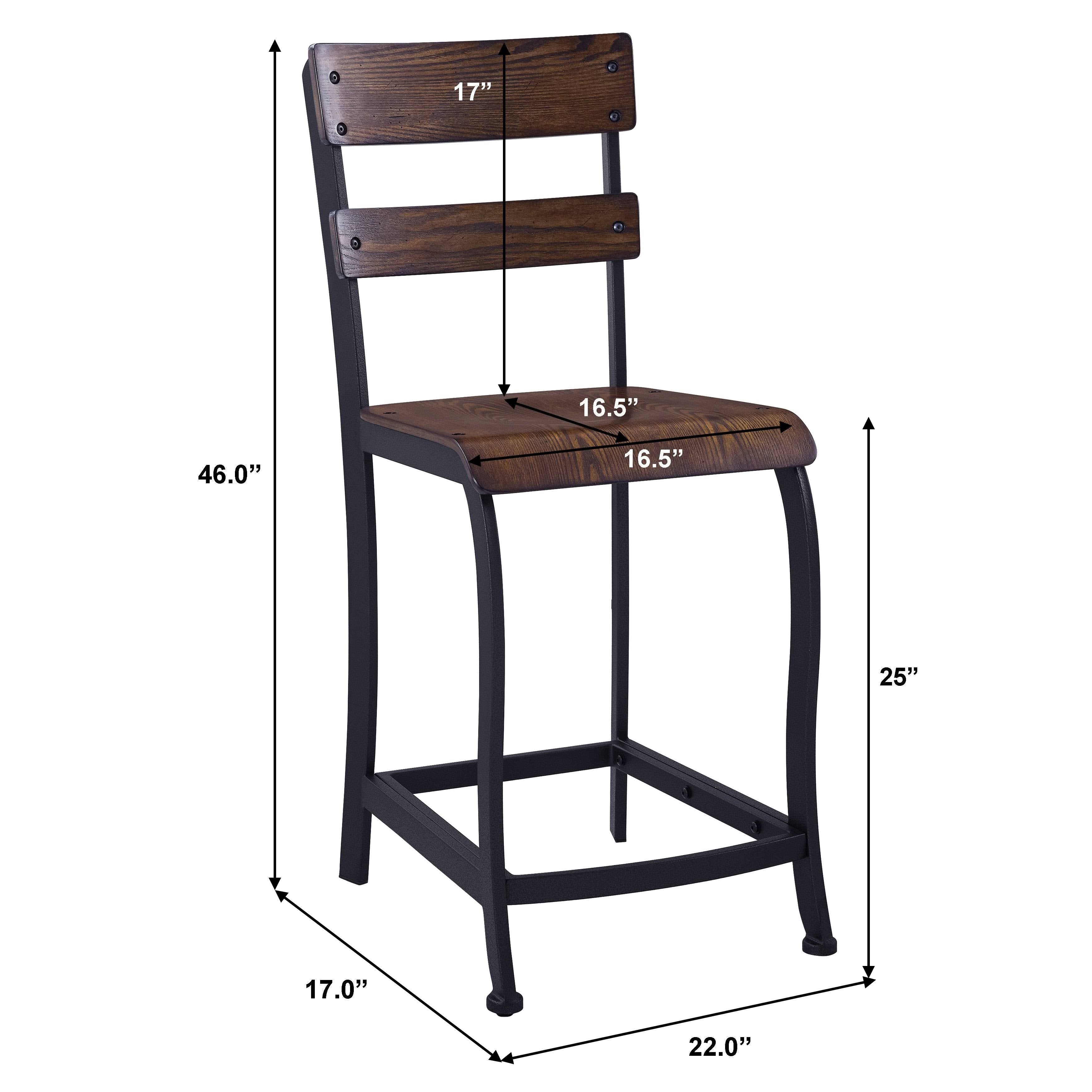 Brown Wood and Grey Metal Gathering Stools Set of 4 L896376