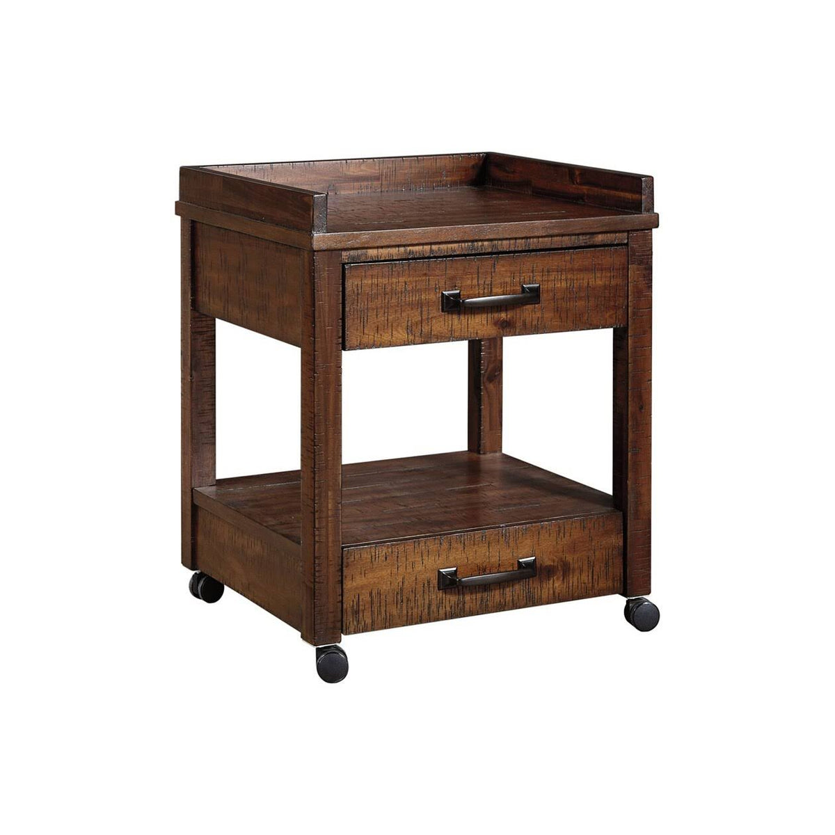 Brown 2 Drawers Wooden Printer Stand with Casters E79117