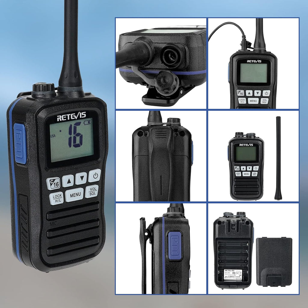Marine Radio Handheld with Car Charger and Wall Charger (2 Pack) E358587