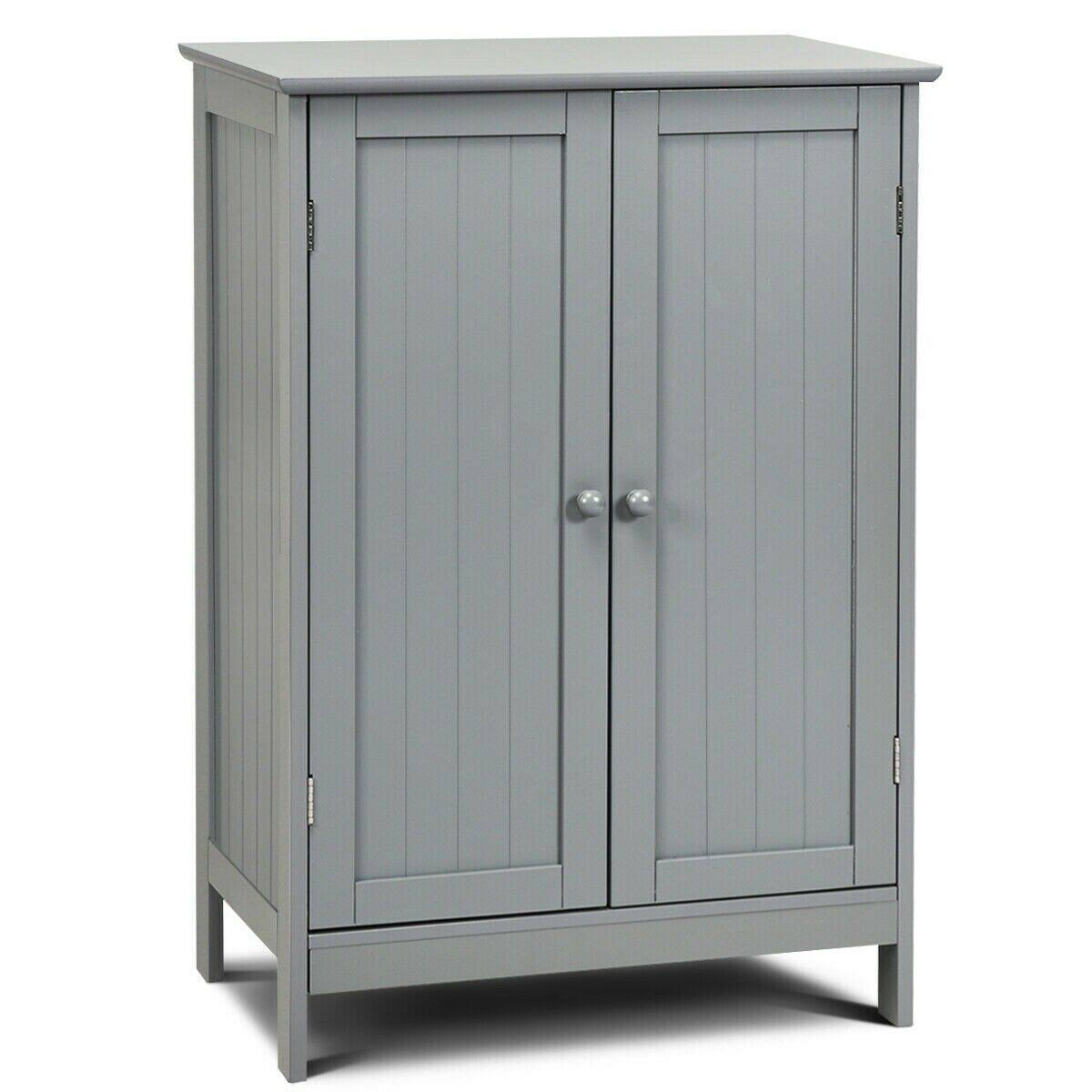 Gray Double Door Bathroom Floor Cabinet I88670