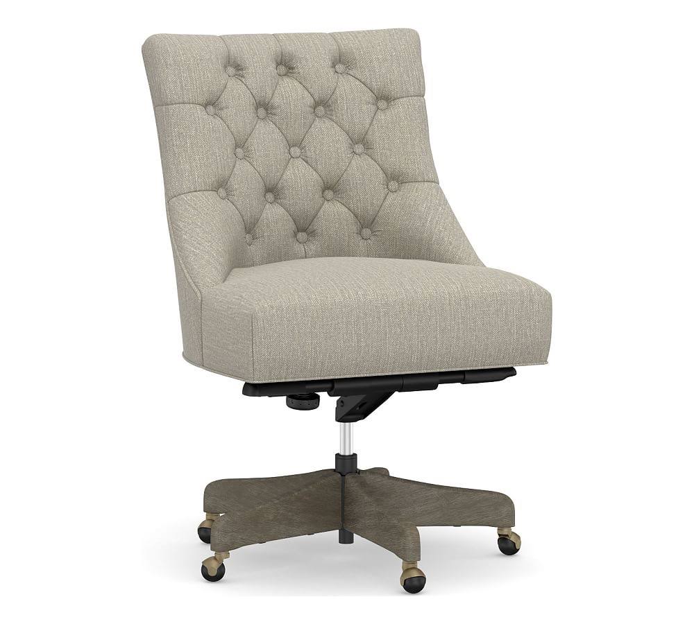 Gray Wash Chenille Basketweave Swivel Desk Chair N85354