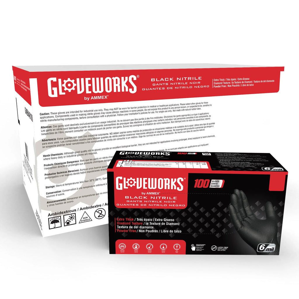Black Nitrile Disposable Gloves, 6 Mil, Large, 100/Box I366724