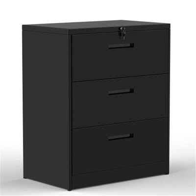 Black 3 Drawer Metal File Cabinet B8443