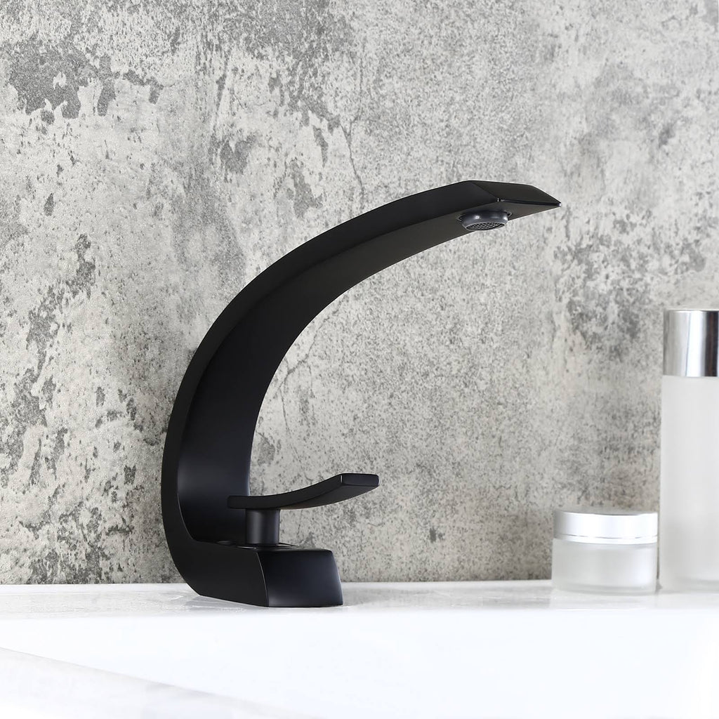 Matte Black 1-Handle Sink Faucet with Pop Up Drain Y70721