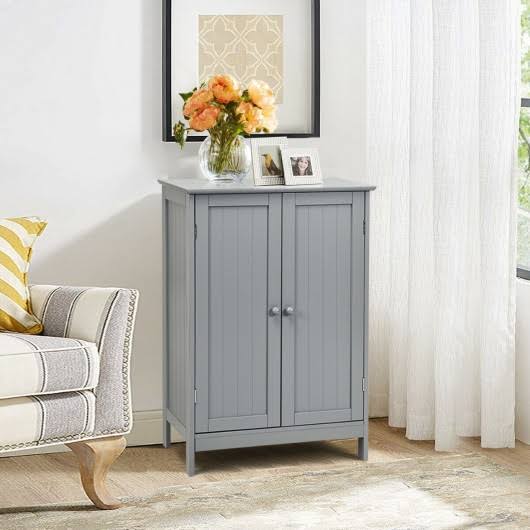 Gray Double Door Bathroom Floor Cabinet I88670
