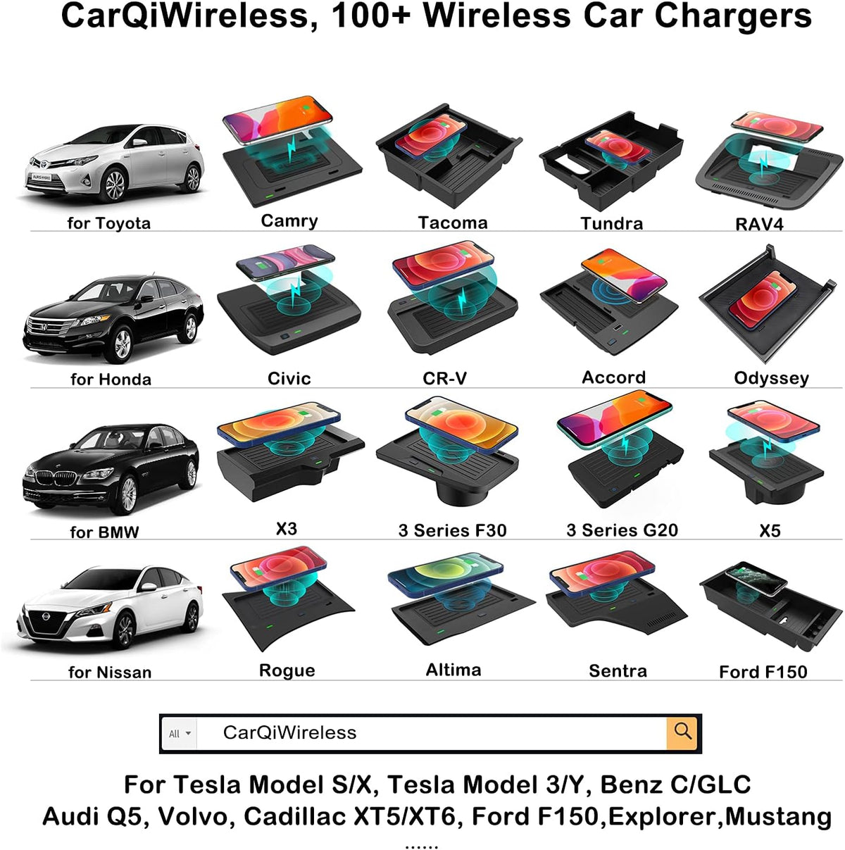Wireless Charger for Toyota Camry 2018 2022, Pack of 2 Q14326