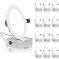 12 Pack 6inch LED Recessed Ceiling Light, Ultra-Thin Downlight with Junction Box, 5000K Daylight Dimmable, 1100 LM, 12W, IC Rated C891457