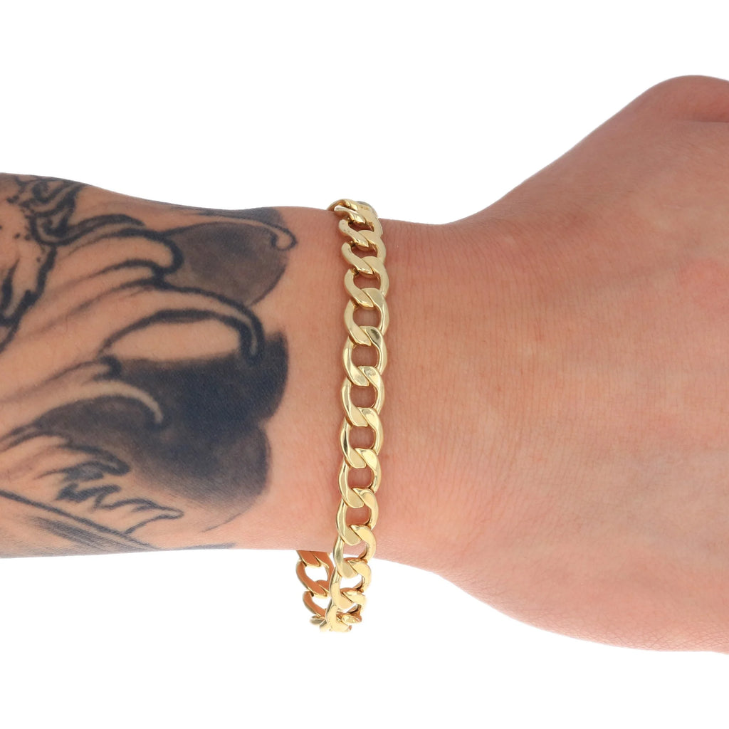 10k Yellow Gold 8mm Cuban Link Chain Bracelet X6676