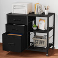 Black 3 Drawer Lateral File Cabinet with Metal Frame Z855349