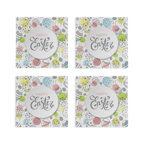 4 Packs Ceramic Stone Coasters with Cork Base Z906589