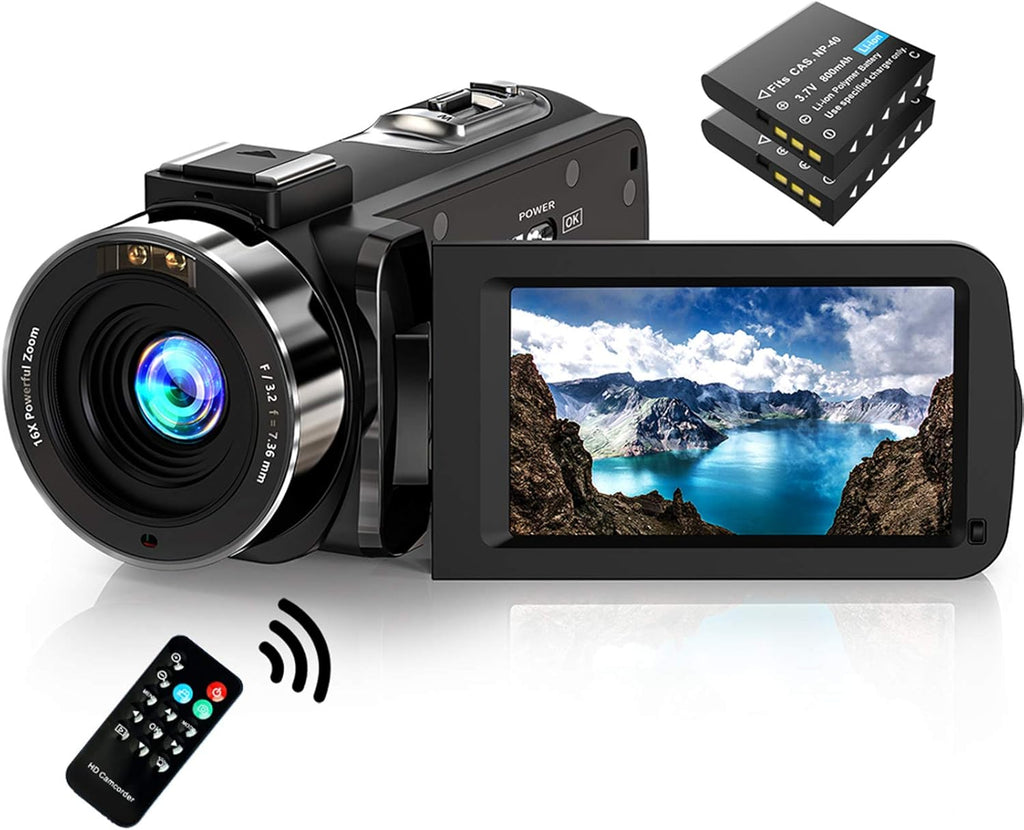 FHD 1080P 30FPS 36MP IR Night Vision Camcorder with Remote and 2 Batteries F388992