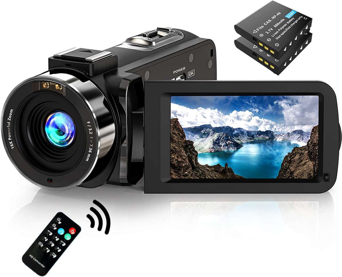 FHD 1080P 30FPS 36MP IR Night Vision Camcorder with Remote and 2 Batteries F388992