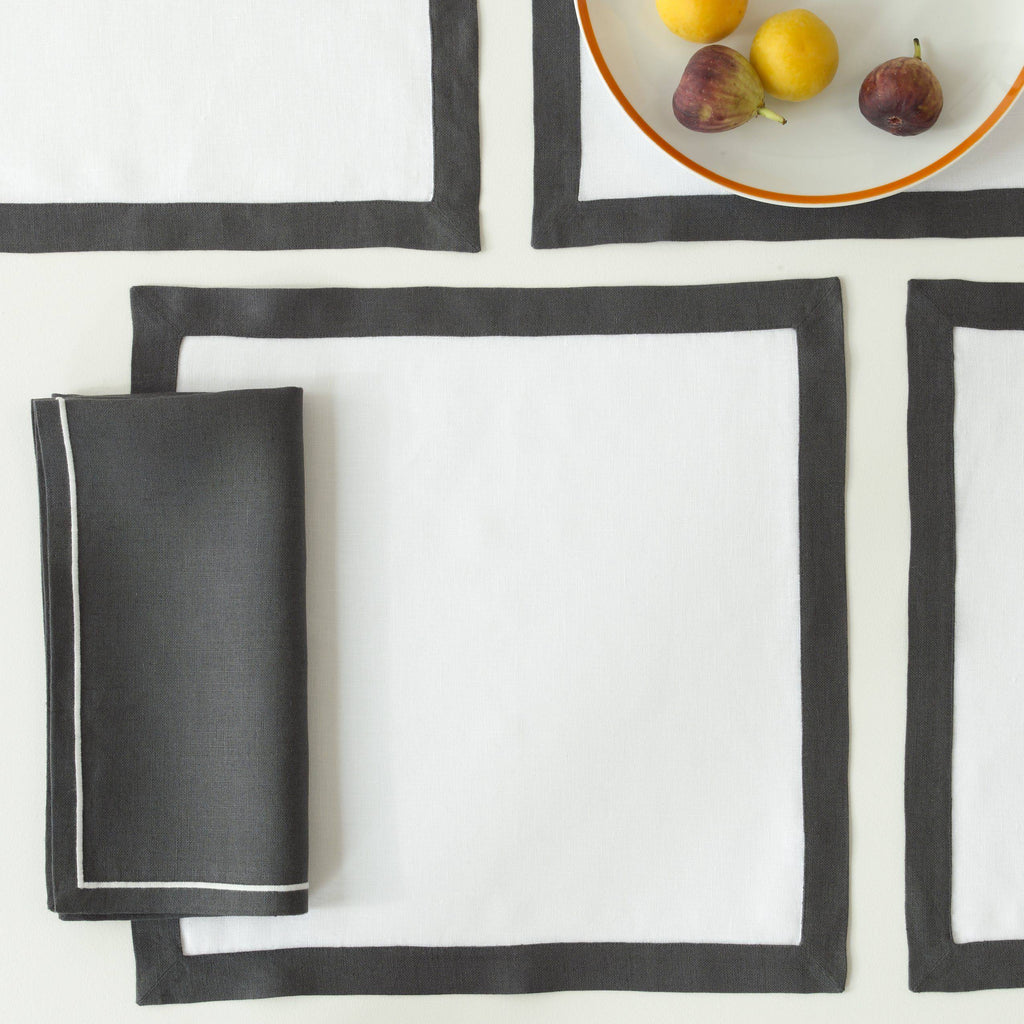 Satin Stitch Napkins, Set of 4, Grey T249