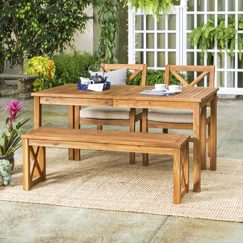 Dark Brown Slatted Outdoor Dining Table C1316