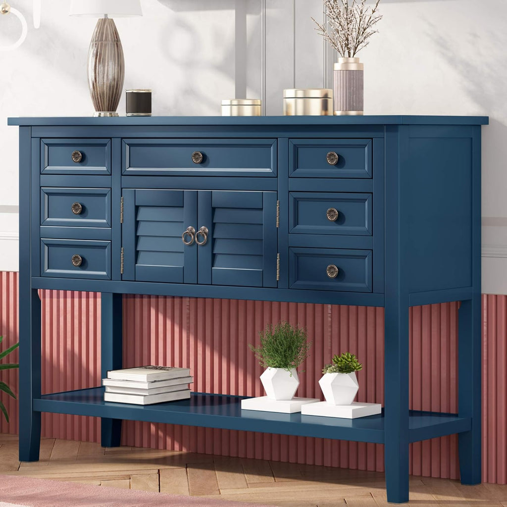 Console Table with Cabinet and 7 Storage Drawers F526