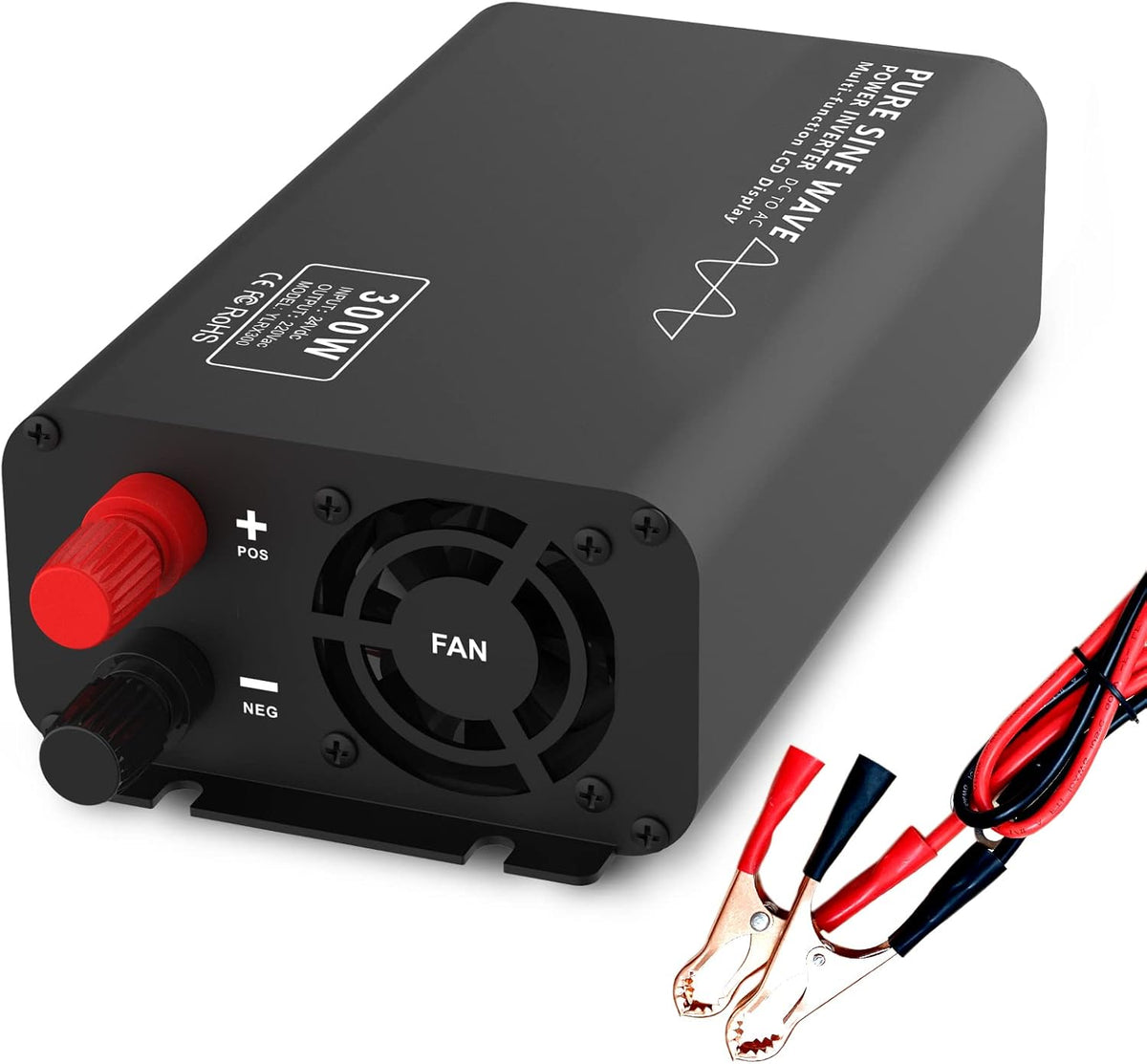 1000W Pure Sine Wave Power Inverter DC 24V to AC 110V-130V with LCD Display and Wireless Remote Control H5087