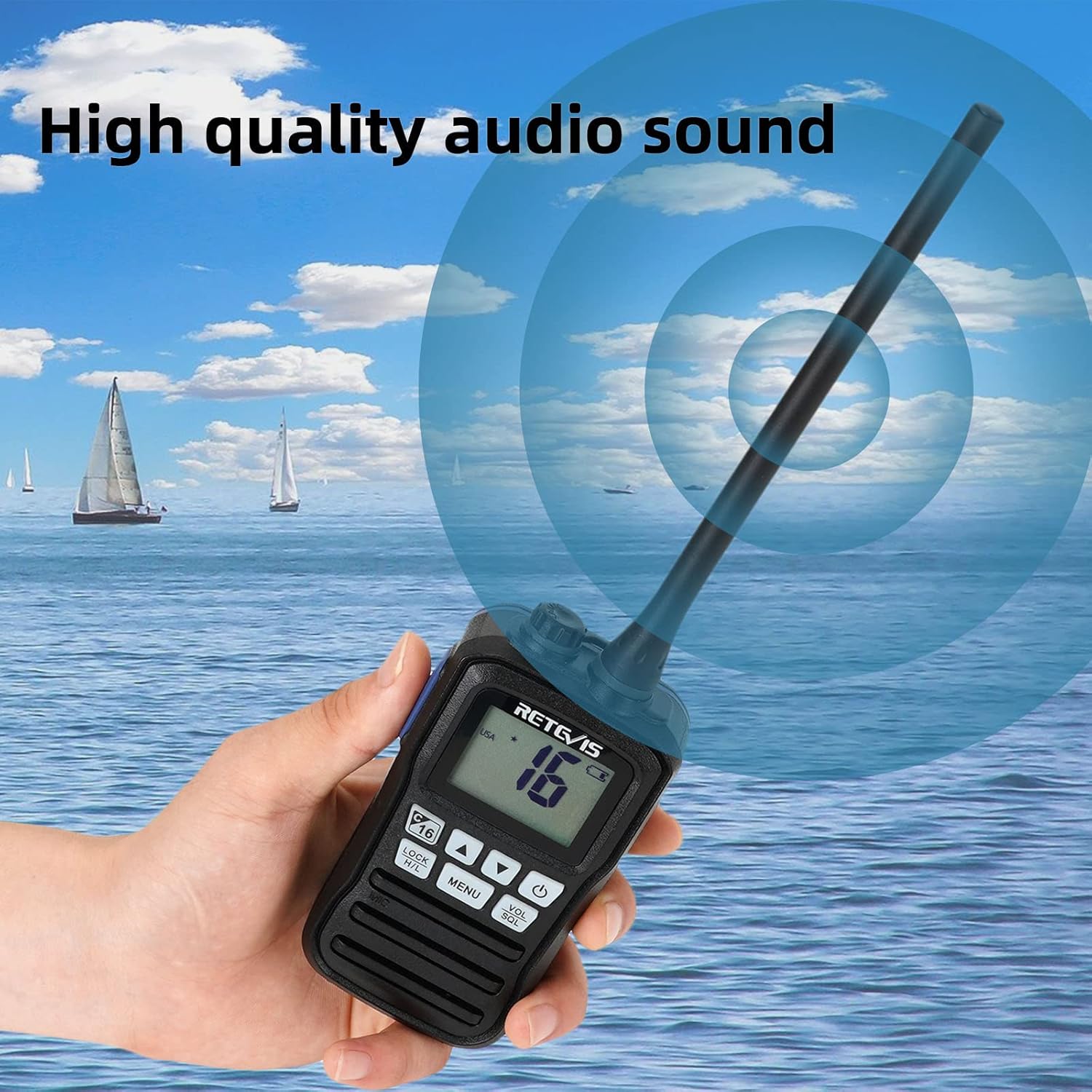 Marine Radio Handheld with Car Charger and Wall Charger (2 Pack) E358587
