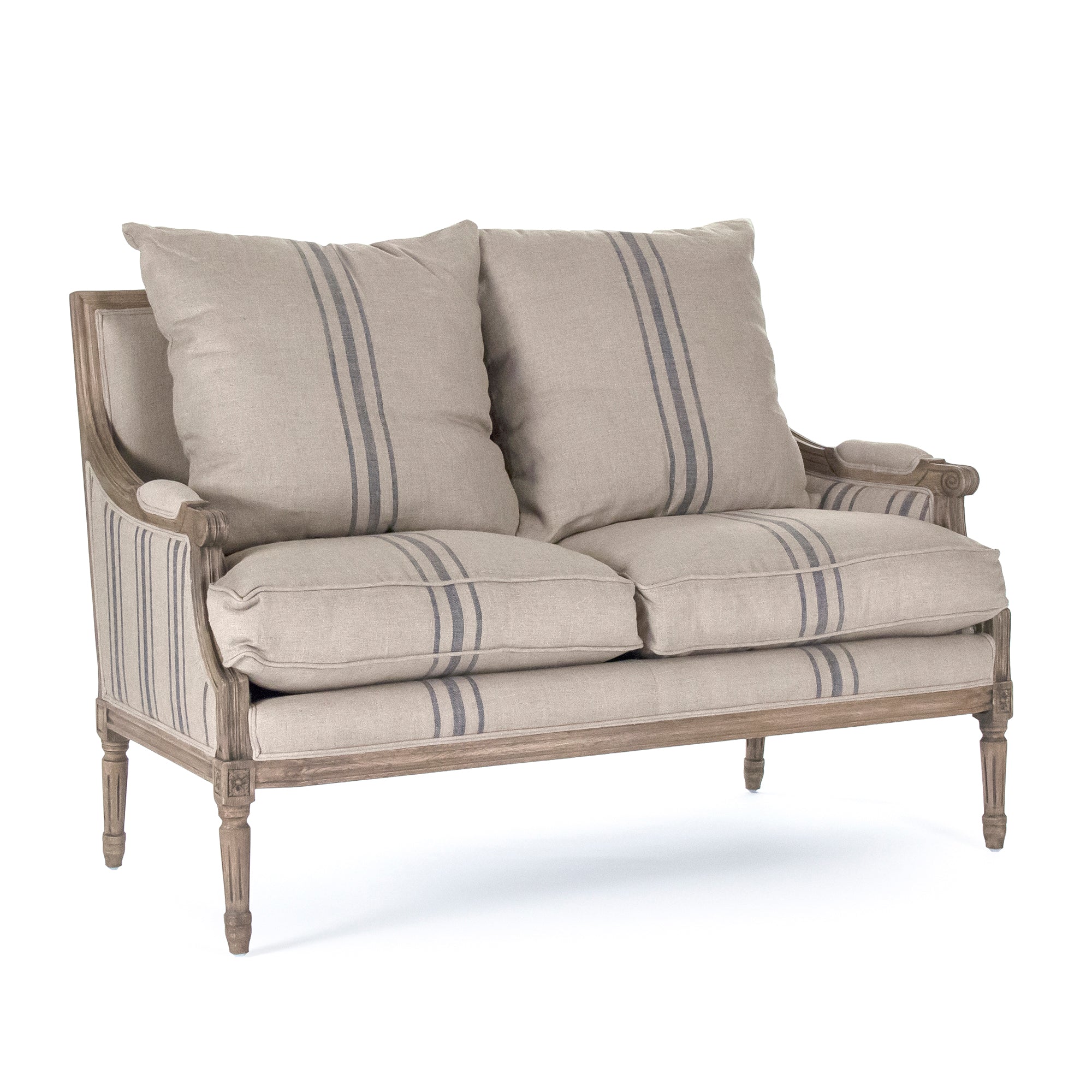 Stripe Blue Louis Settee S257