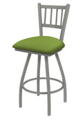 25x22 Swivel Counter Stool with Anodized Nickel Finish and Canter Kiwi Green Seat Q15101