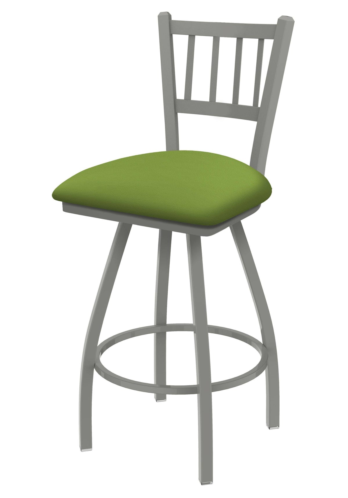 25x22 Swivel Counter Stool with Anodized Nickel Finish and Canter Kiwi Green Seat Q15101