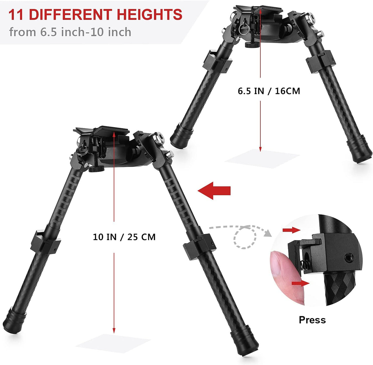 Bipod, 8-12Inches Adjustable Heavy Duty, Pack of 2 J126