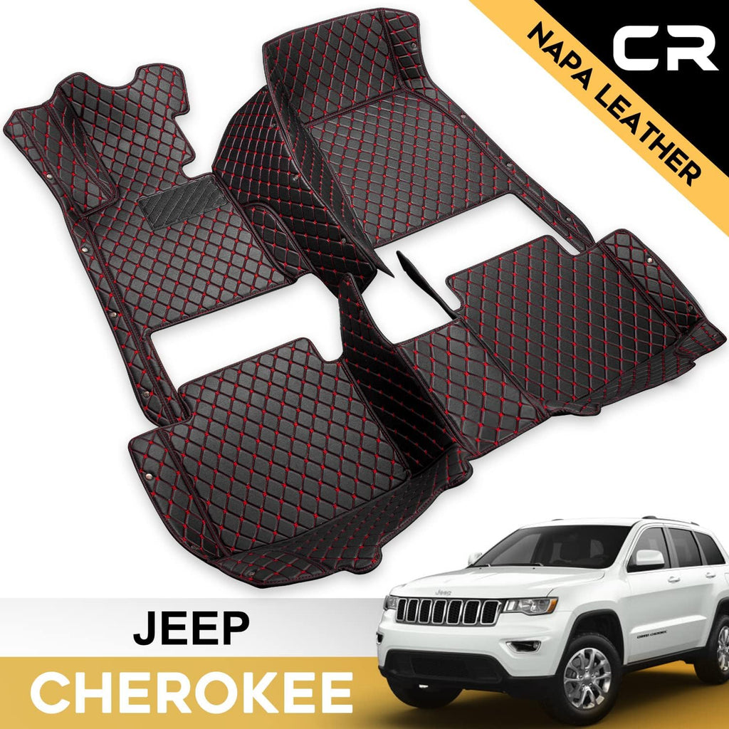 Leather Car Floor Mats Custom Fit 1st & 2nd Row Black V8134