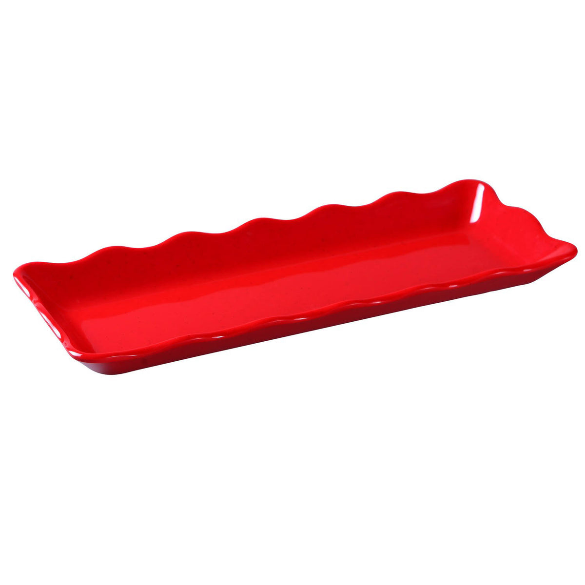 Rectangular Scallop Edged Display Tray, Melamine, Red, 6 Packs C987412