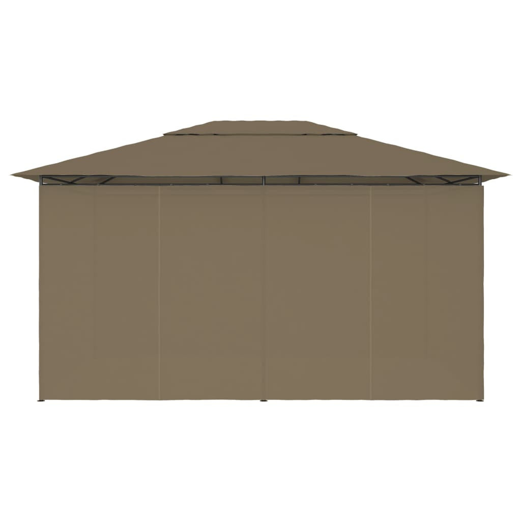 Taupe Outdoor Gazebo Canopy with Curtain Fabric Roof E401095