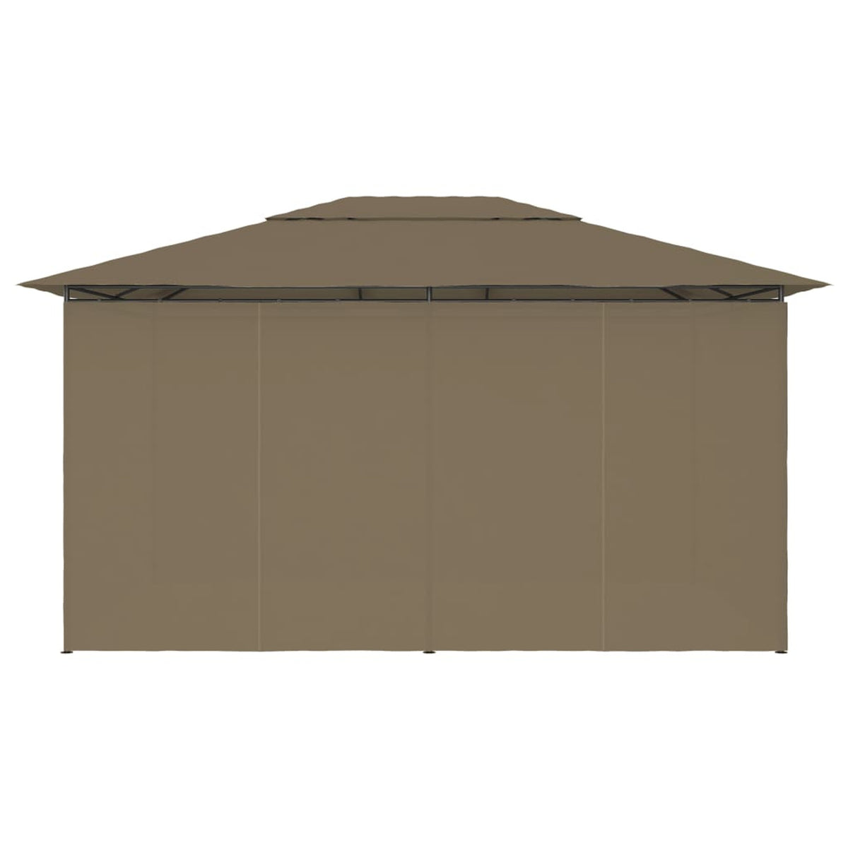 Taupe Outdoor Gazebo Canopy with Curtain Fabric Roof E401095