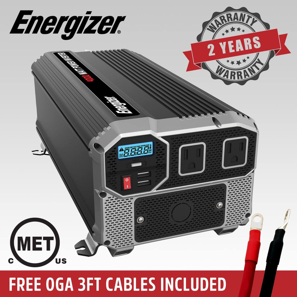 4000 Watts Modified Sine Wave Car Power Inverter, 12V to 110 Volts, Two AC Outlets, Two USB Ports S9642
