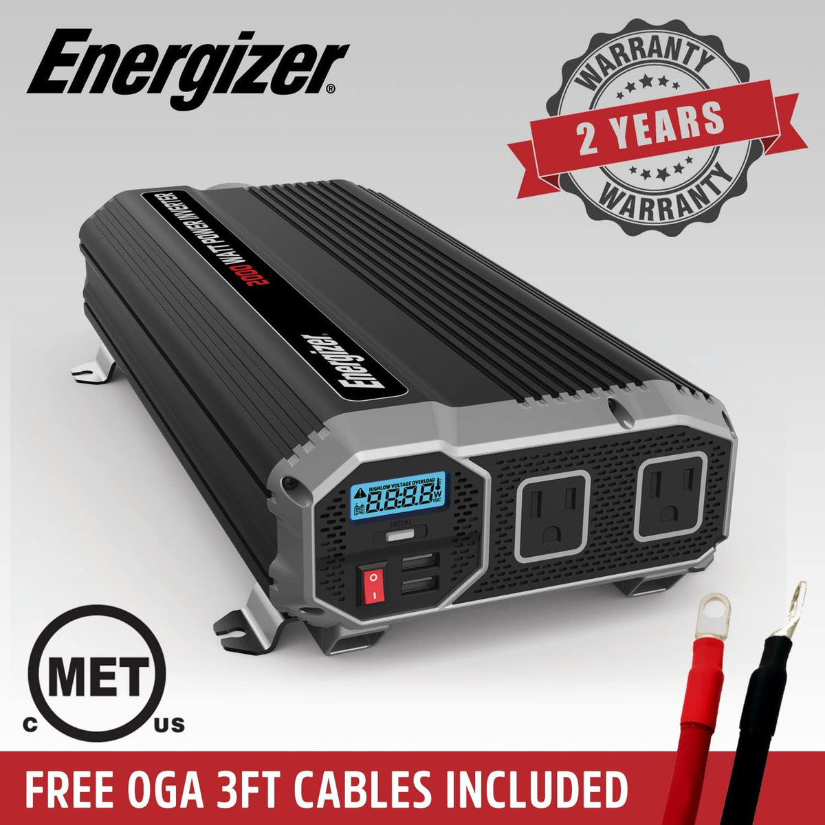 4000 Watts Modified Sine Wave Car Power Inverter, 12V to 110 Volts, Two AC Outlets, Two USB Ports S9642