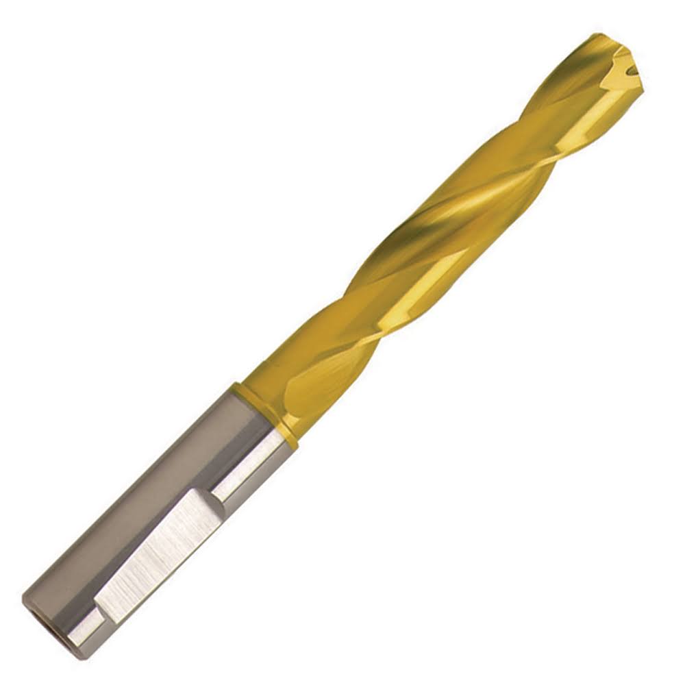 19mm Carbide 140° Point Tin Coolant Fed Drill, Reinforced Whistle-Notch Flat Shank, 101mm LOC U8699