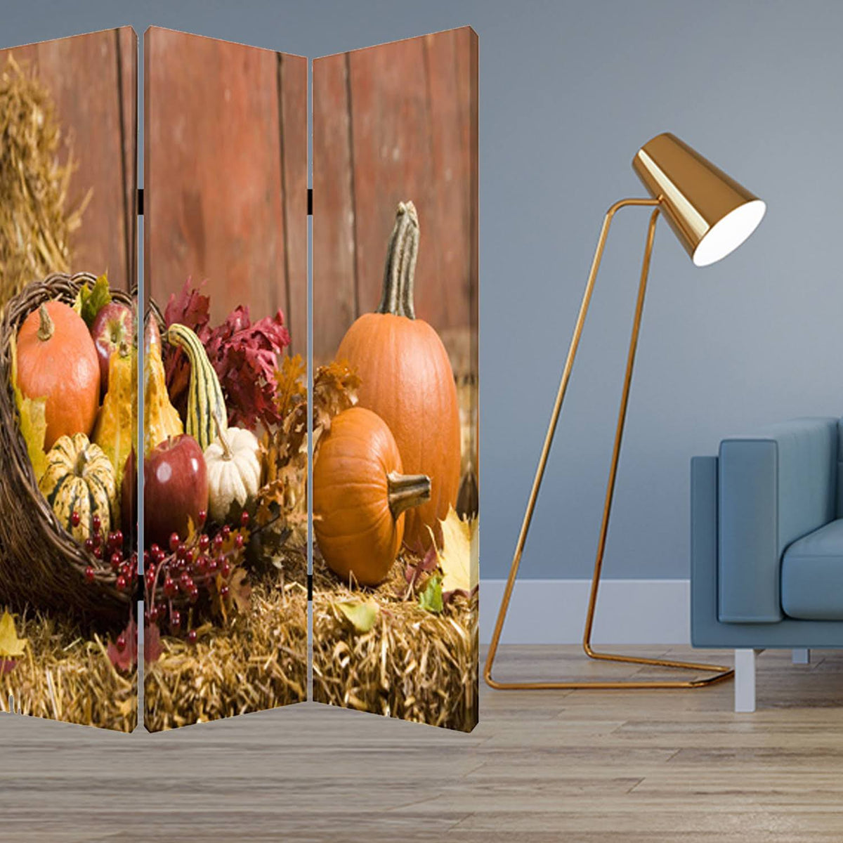 Multi Color Wood Canvas Harvest Screen S920241