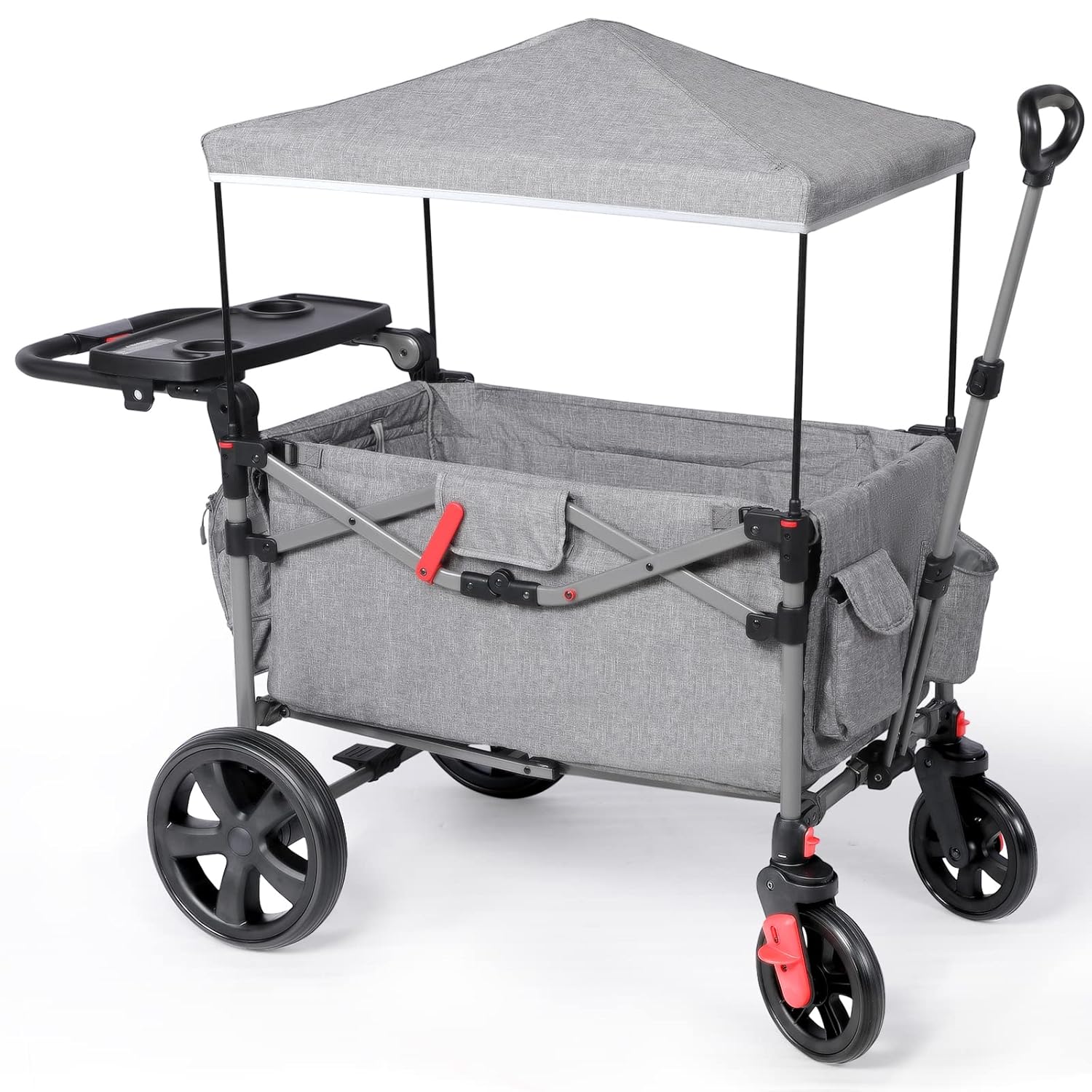 Foldable Wagon with Adjustable Handle Bar and Removable Canopy C3827