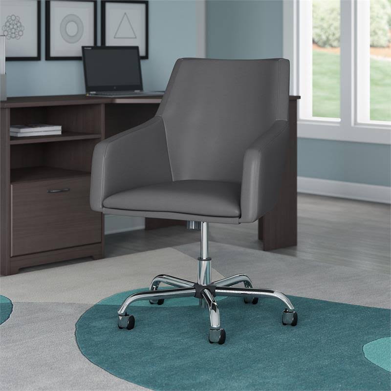 Dark Gray Leather Box Chair R759521