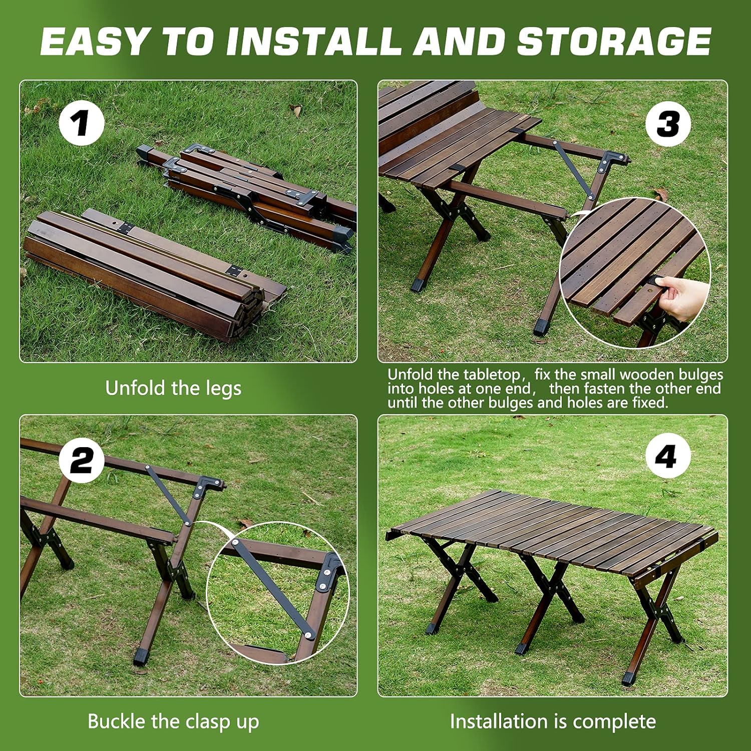 Portable Folding Wooden Camping Table with Carry Bag O176