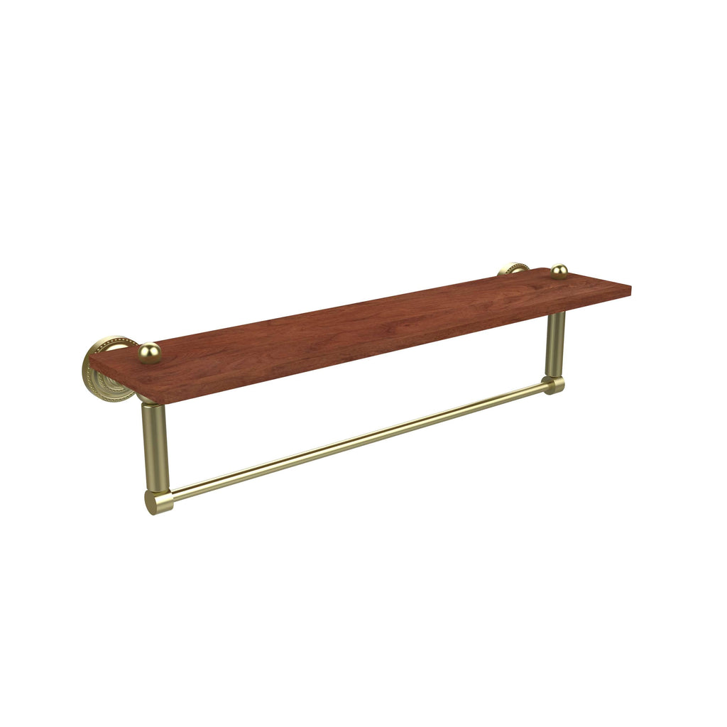 Solid IPE Ironwood Shelf with Integrated Towel Bar Satin Brass X350