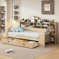 Twin Size Wooden Daybed with Storage Bookshelf, Study Desk and 2 Drawers P8481