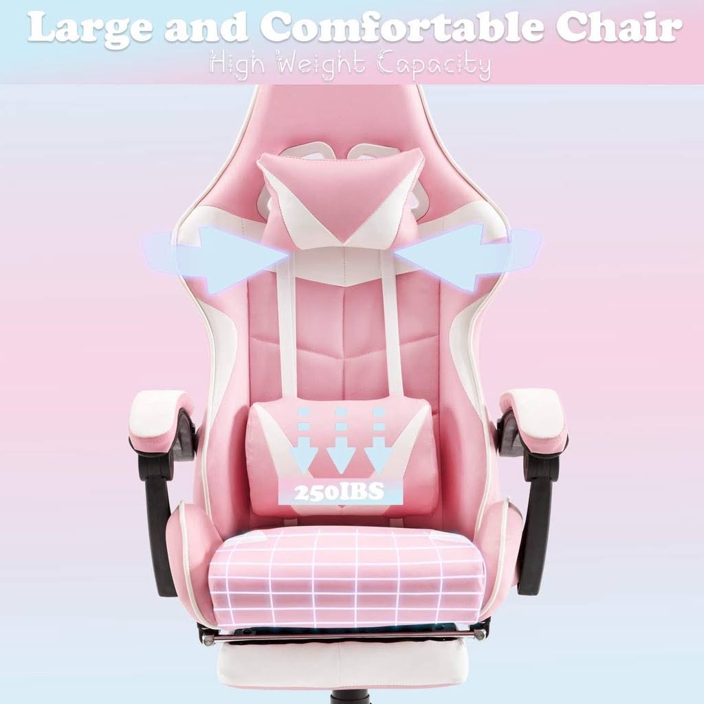 Pink Music Gaming Chair with Bluetooth Speakers D249042