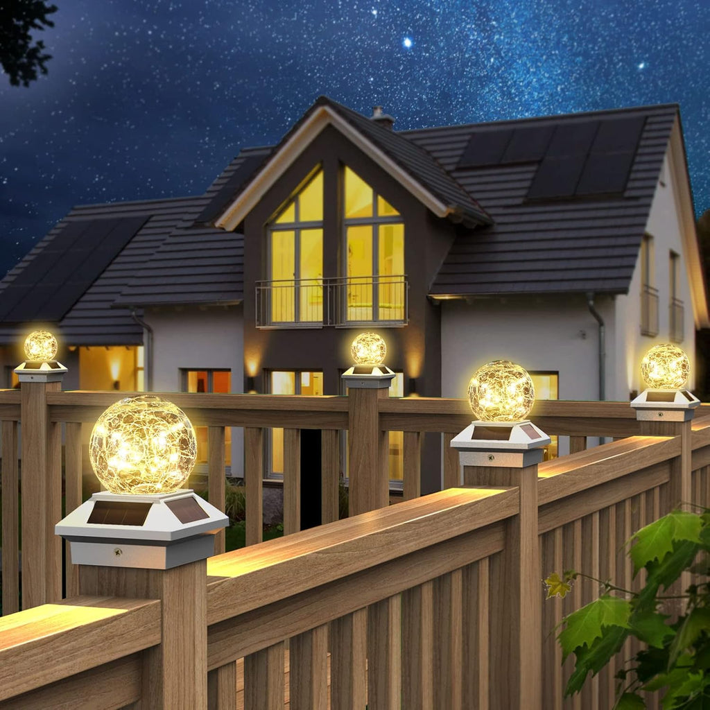 Solar Waterproof Post Cap Light for 4x4 Wood, 4 Pack T35330