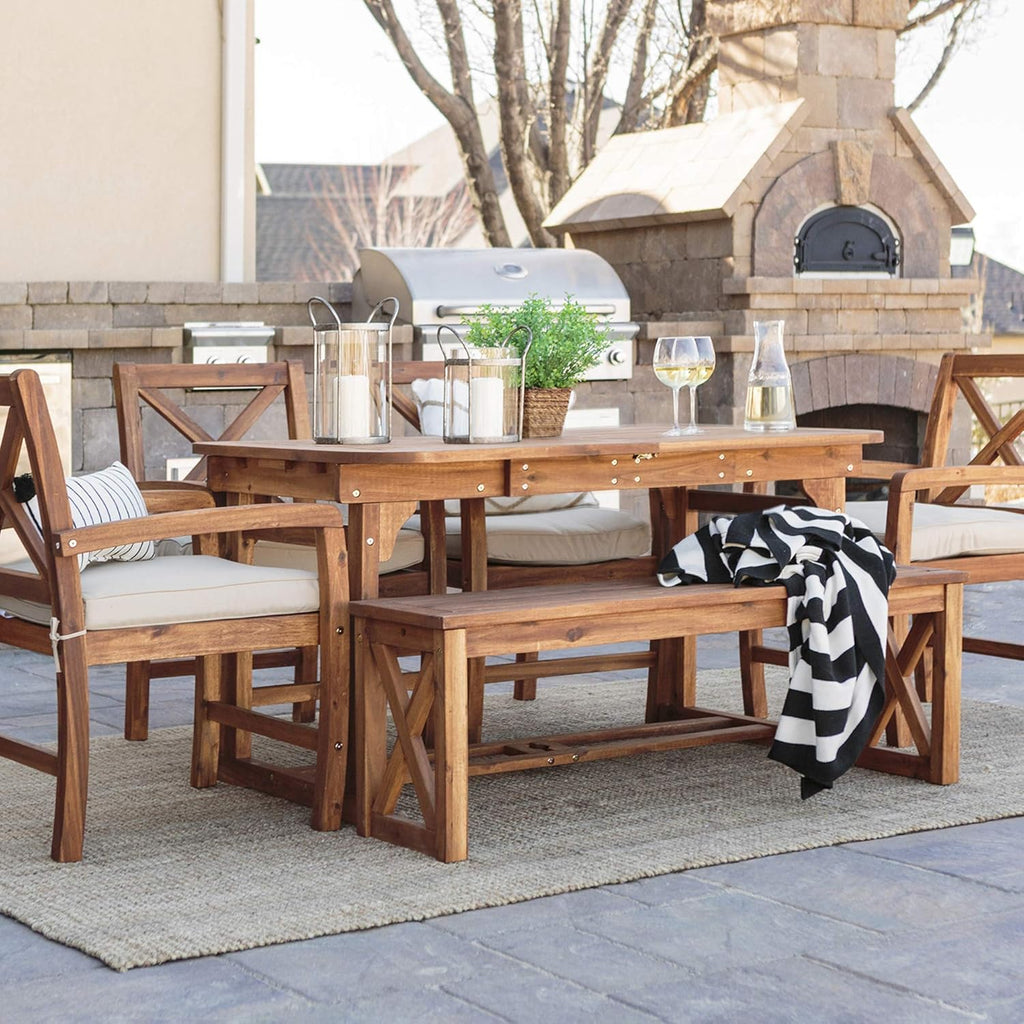 Dark Brown Slatted Outdoor Dining Table C1316