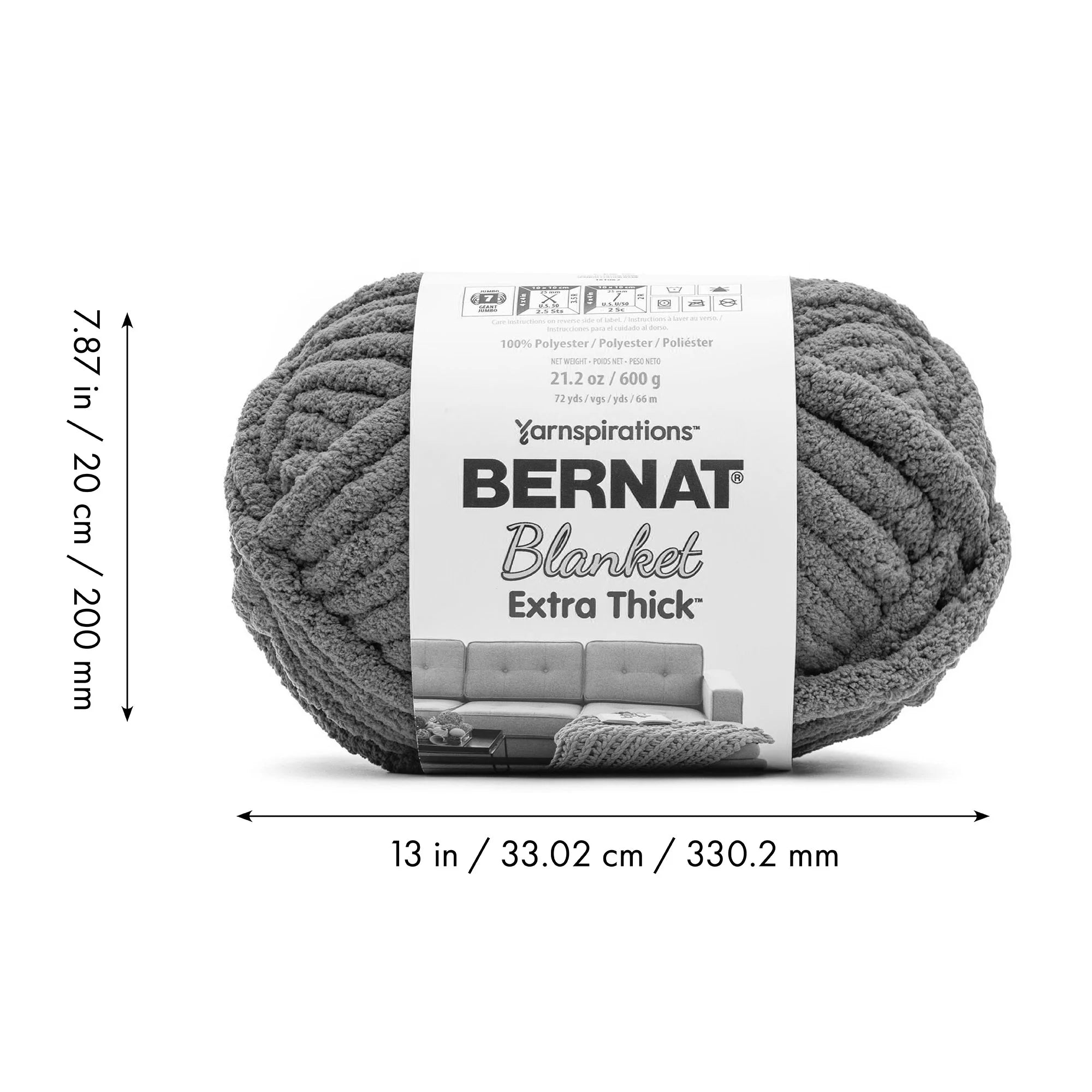Bernat Blanket Extra Thick Jumbo Polyester Yarn, Clay, 21.2oz, 72 Yards (2 Pack) S818