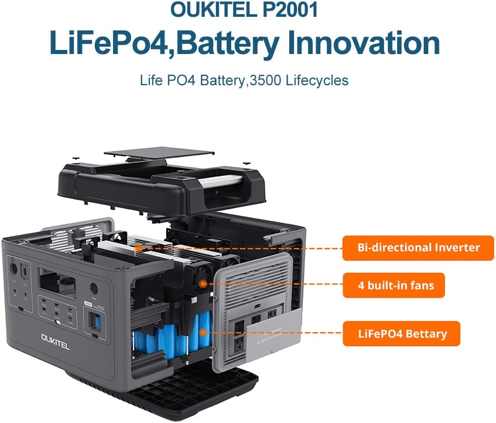 2000W Portable Power Station, 2000Wh LiFePO4 Solar Generator with Pure Sine Wave AC Outlets Y273361